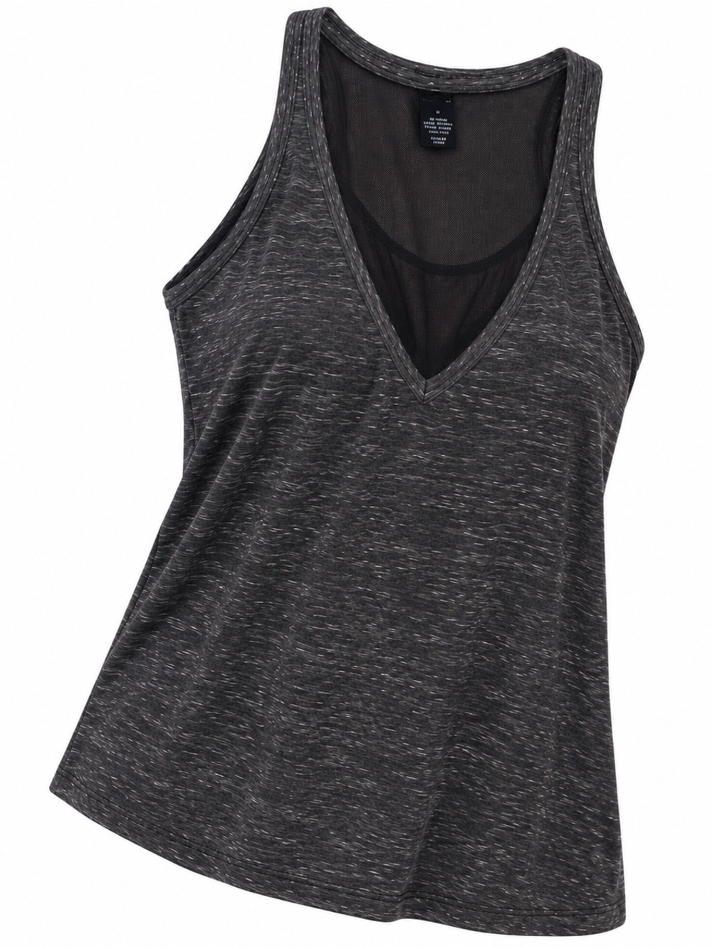 Victoria's Secret Charcoal Marled V-Neck Tank with Mesh Inset